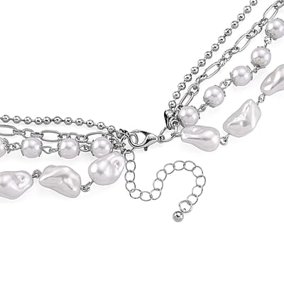Genoa Austrian Crystal and Simulated Pearl Japanese Movement Pocket Watch with 4 Layer Chain (17, 24 and 34 Inches)