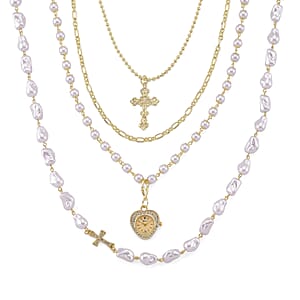 Genoa Austrian Crystal and Simulated Pearl Japanese Movement Pocket Watch with 4 Layer Chain (17, 24 and 34 Inches)