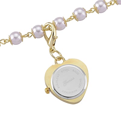 Genoa Austrian Crystal and Simulated Pearl Japanese Movement Pocket Watch with 4 Layer Chain (17, 24 and 34 Inches)