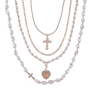 Genoa Austrian Crystal and Simulated Pearl Japanese Movement Pocket Watch with 4 Layer Chain (17, 24 and 34 Inches)