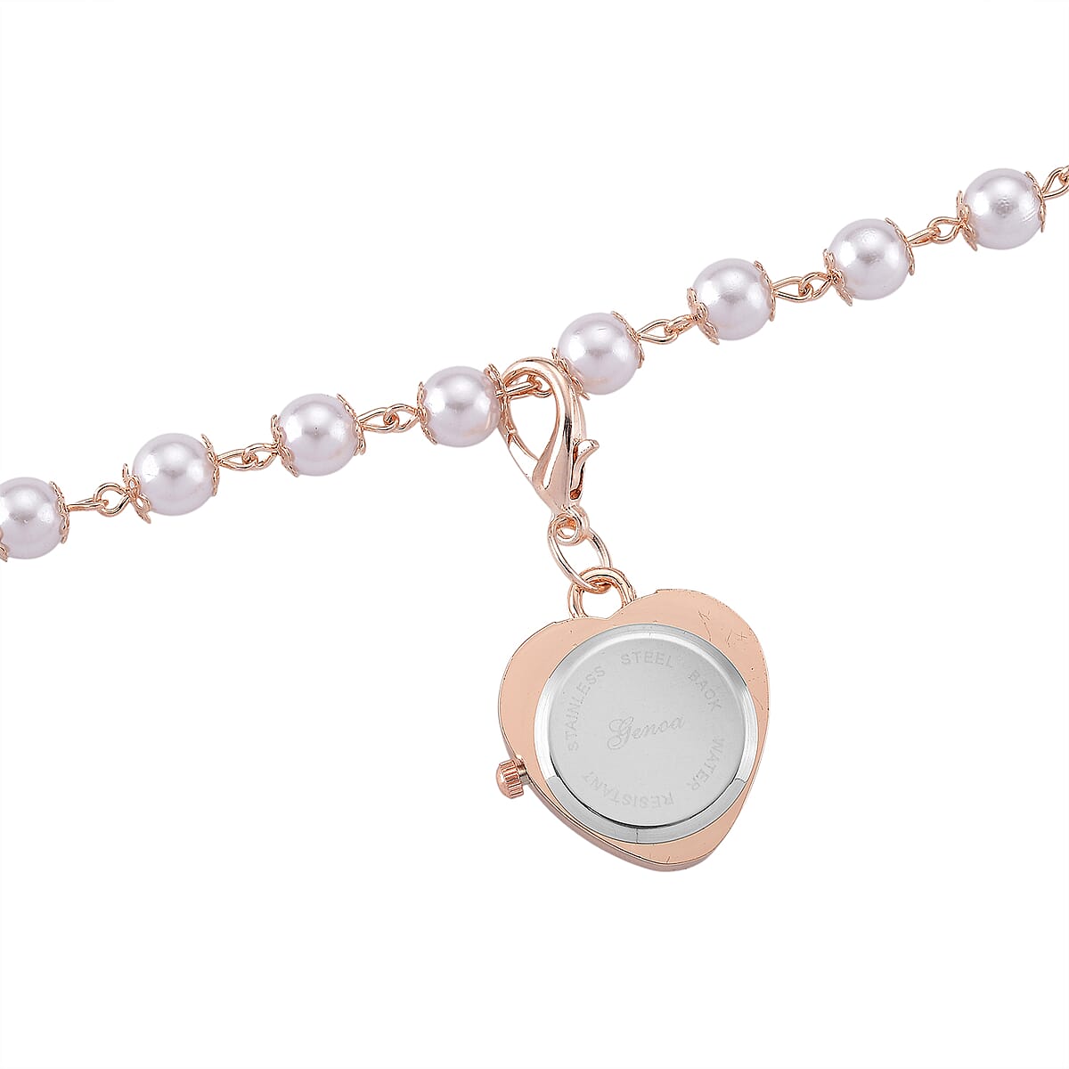 Genoa Austrian Crystal and Simulated Pearl Japanese Movement Pocket Watch with 4 Layer Chain (17, 24 and 34 Inches) image number 4