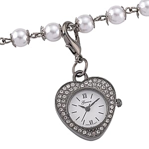 Genoa Austrian Crystal and Simulated Pearl Japanese Movement Pocket Watch with 4 Layer Chain (17, 24 and 34 Inches)