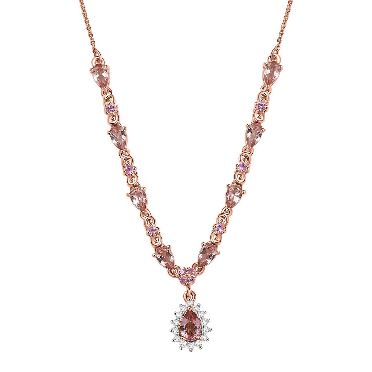 D'Joy Premium Blush Tourmaline and Multi Gemstone 2.60 ctw Necklace in 18K Vermeil Rose Gold Over Sterling Silver 18 Inches image number 0