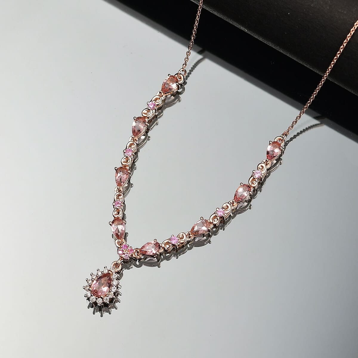 D'Joy Premium Blush Tourmaline and Multi Gemstone 2.60 ctw Necklace in 18K Vermeil Rose Gold Over Sterling Silver 18 Inches image number 1