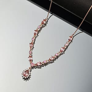 D'Joy Premium Blush Tourmaline and Multi Gemstone 2.60 ctw Whispers of Rose Necklace in 18K Vermeil Rose Gold Over Sterling Silver 18 Inches