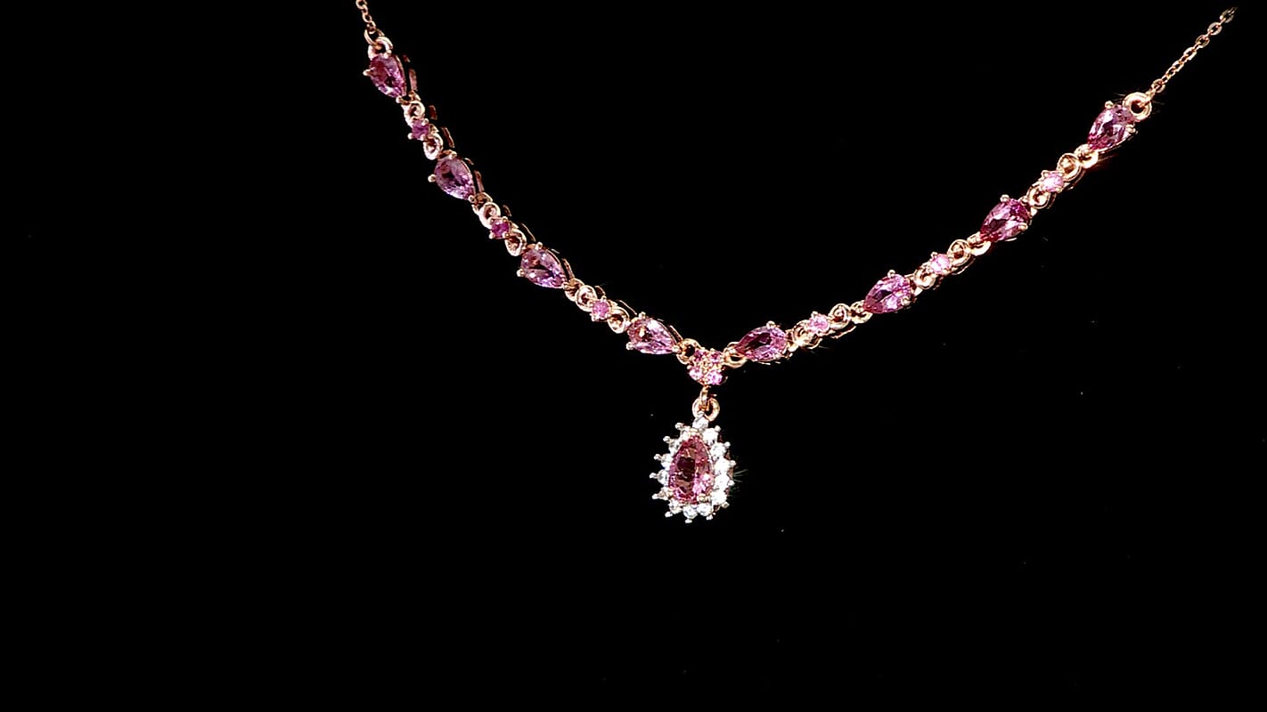 D'Joy Premium Blush Tourmaline and Multi Gemstone 2.60 ctw Whispers of Rose Necklace in 18K Vermeil Rose Gold Over Sterling Silver 18 Inches