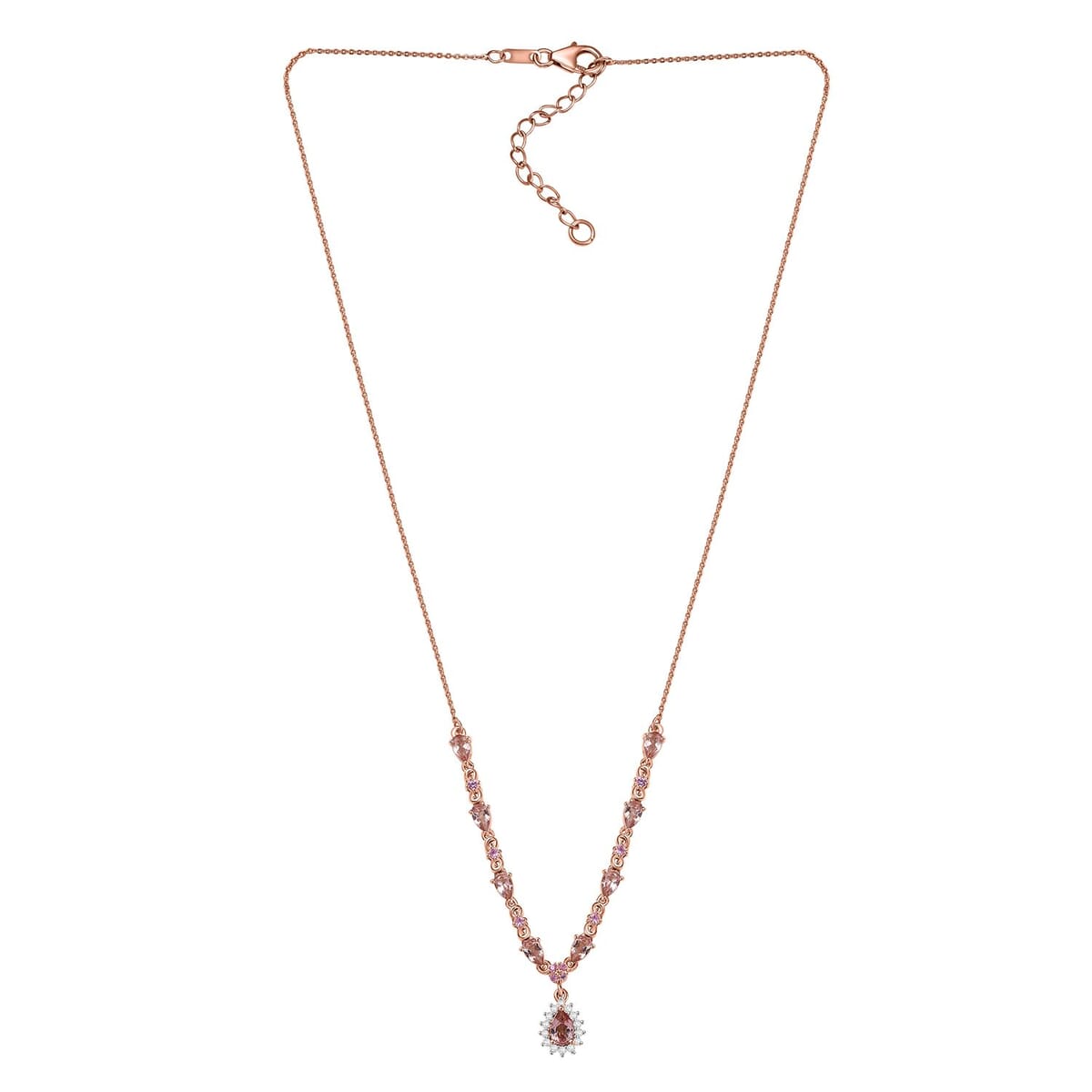 D'Joy Premium Blush Tourmaline and Multi Gemstone 2.60 ctw Necklace in 18K Vermeil Rose Gold Over Sterling Silver 18 Inches image number 3