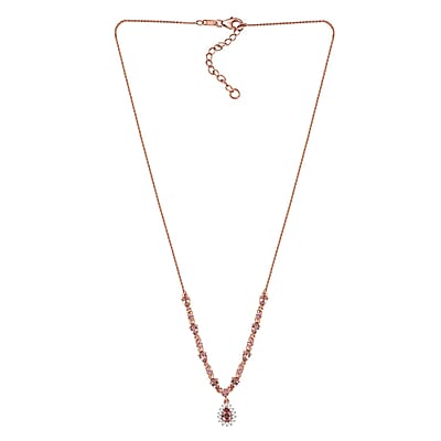 D'Joy Premium Blush Tourmaline and Multi Gemstone 2.60 ctw Whispers of Rose Necklace in 18K Vermeil Rose Gold Over Sterling Silver 18 Inches