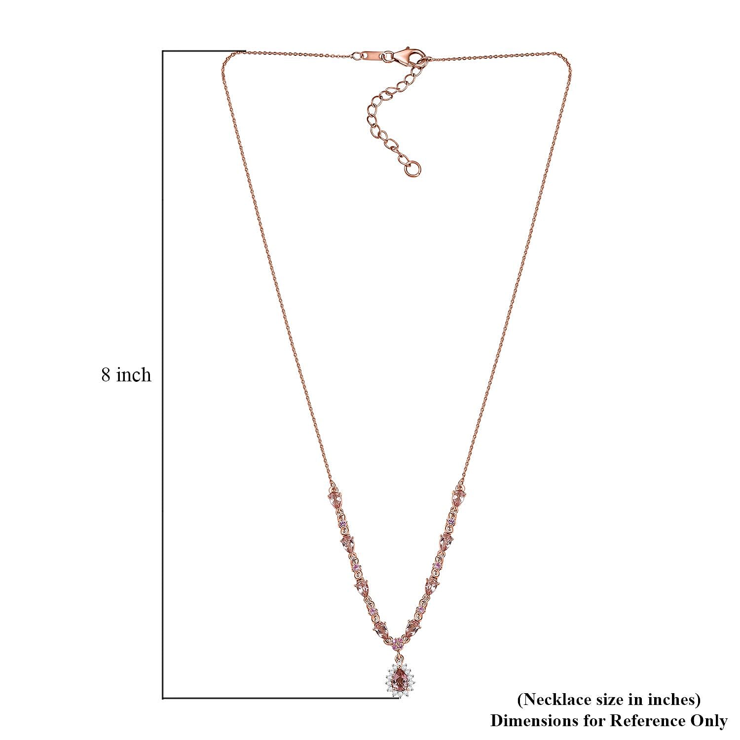 D'Joy Premium Blush Tourmaline and Multi Gemstone 2.60 ctw Whispers of Rose Necklace in 18K Vermeil Rose Gold Over Sterling Silver 18 Inches