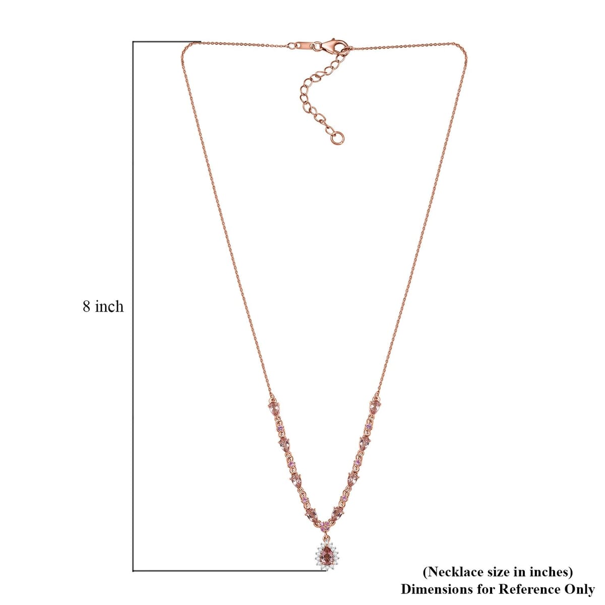 D'Joy Premium Blush Tourmaline and Multi Gemstone 2.60 ctw Necklace in 18K Vermeil Rose Gold Over Sterling Silver 18 Inches image number 5