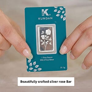  Kundan 999.9 Fine Silver One Troy Ounce Bullion Rose Flower Bar 31 Grams