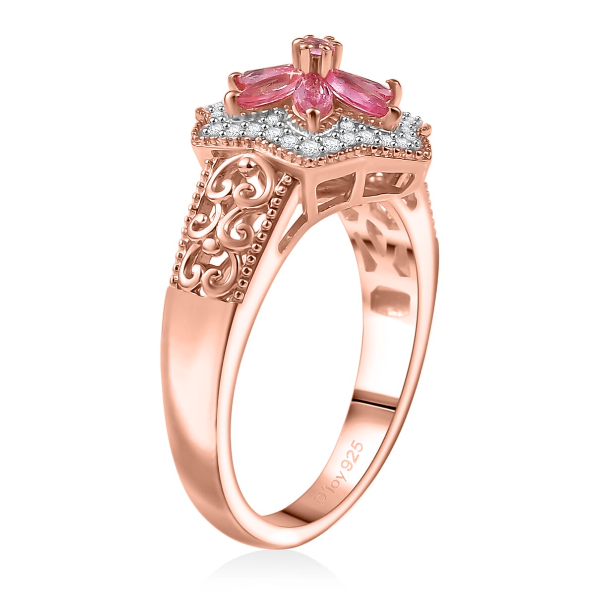 D’Joy Premium Mahenge Spinel and White Zircon 0.85 ctw Ring in 18K Vermeil Rose Gold Over Sterling Silver (Size 6.0)  image number 3