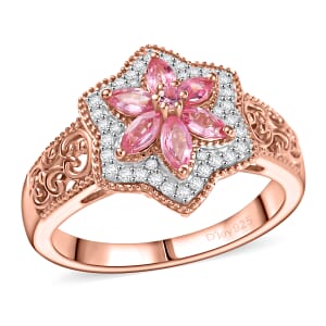 D’Joy Premium Mahenge Spinel and White Zircon 0.85 ctw Ring in 18K Vermeil Rose Gold Over Sterling Silver (Size 9.0) 