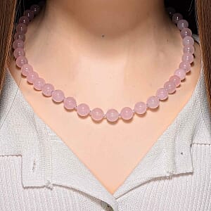 Pink Morganite Colour Quartxzite 270.00 ctw Necklace (Adjustable) in Stainless Steel