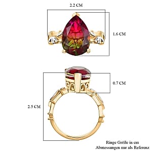 D'Joy Watermelon Quartz Triplet 5.67 ctw Ring in 14K YG Plated Sterling Silver (Size 8)