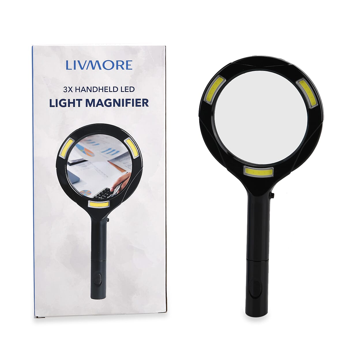 Black Single 3X Hand-held LED Light Magnifier (2xAA Battery Not Included) image number 0