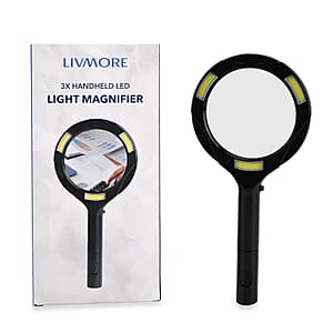 Black Single 3X Hand-held LED Light Magnifier (2xAA Battery Not Included)