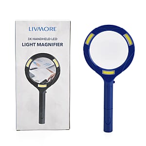Livmore Blue Single 3X Hand-held LED Light Magnifier (2xAA Battery Not Included)