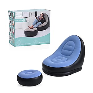 Livmore Inflatable Chair with Ottoman - Blue