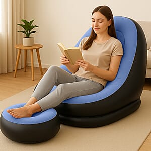 Livmore Inflatable Chair with Ottoman - Blue