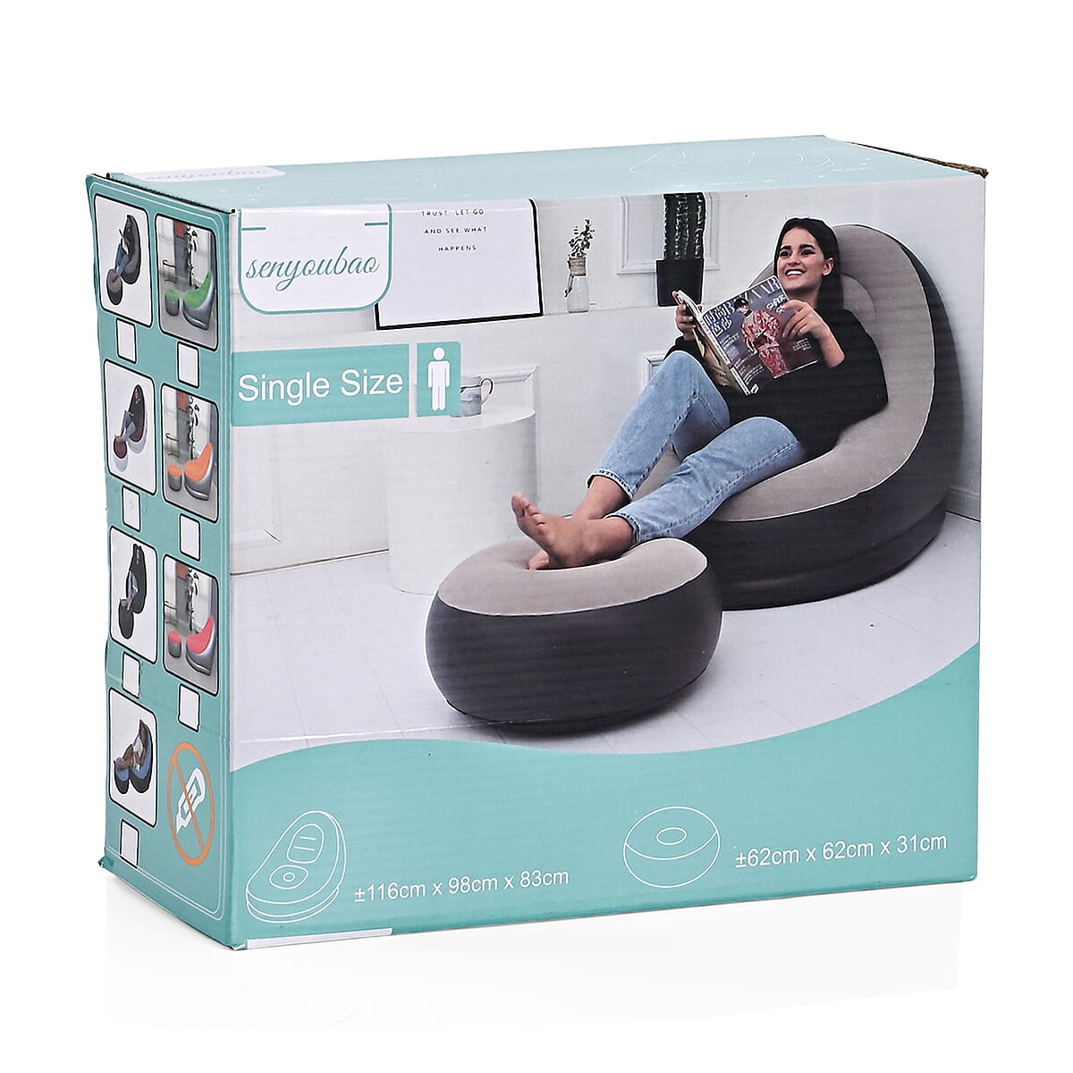 Livmore Inflatable Chair with Ottoman - Blue image number 9