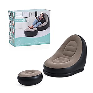 Livmore Inflatable Chair with Ottoman - Black