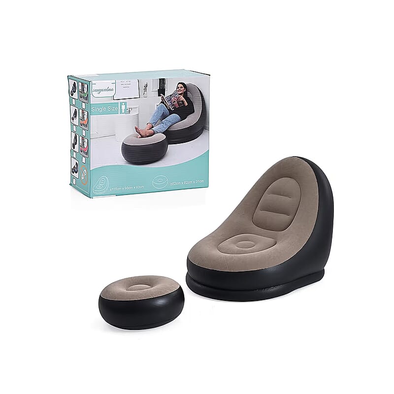 Livmore Inflatable Chair with Ottoman - Black