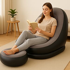 Livmore Inflatable Chair with Ottoman - Black