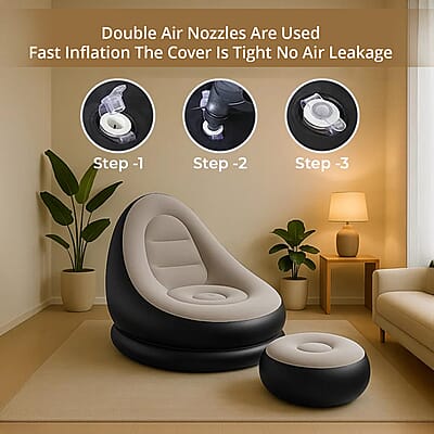 Livmore Inflatable Chair with Ottoman - Black