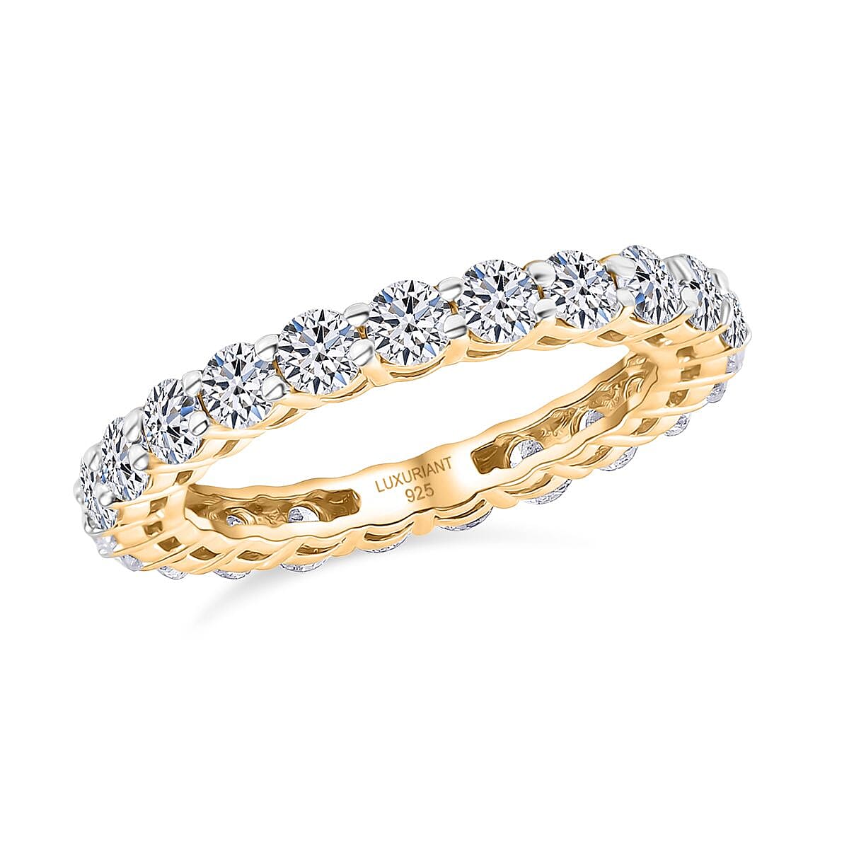 Luxuriant Lab Grown Diamond G-H SI 2.00 ctw Ring in 18K Vermeil Yellow Gold Over Sterling Silver (Size 11.5)