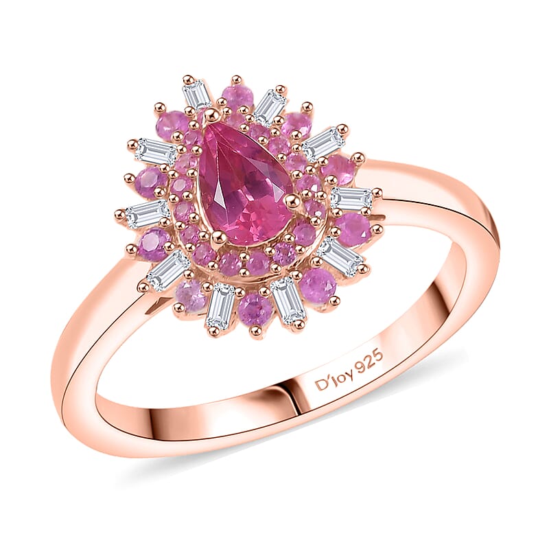 D'Joy Mahenge Spinel, Multi Gemstone Ring in 18K Vermeil RG Over Sterling Silver 0.90 ctw (Size 10.0)
