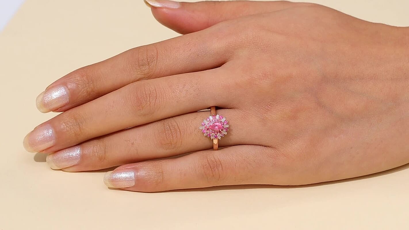 D’Joy Premium Mahenge Spinel, Multi Gemstone Ring in 18K Vermeil RG Over Sterling Silver (Size 10.0) 0.90 ctw