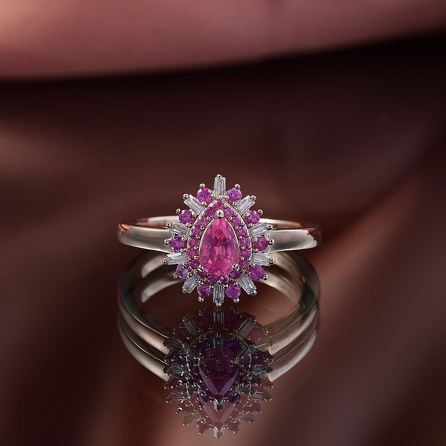 D'Joy Mahenge Spinel, Multi Gemstone Ring in 18K Vermeil RG Over Sterling Silver 0.90 ctw (Size 10.0)