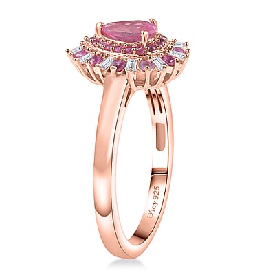 D'Joy Mahenge Spinel, Multi Gemstone Ring in 18K Vermeil RG Over Sterling Silver 0.90 ctw (Size 10.0)