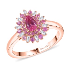 D’Joy Premium Mahenge Spinel and Multi Gemstone 0.90 ctw Ring in 18K Vermeil Rose Gold Over Sterling Silver (Size 7.0)