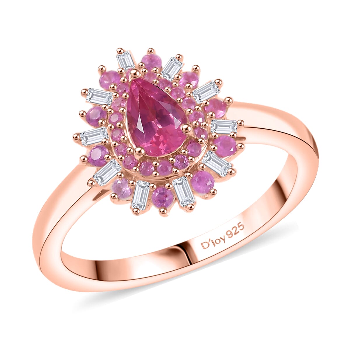 D’Joy Premium Mahenge Spinel and Multi Gemstone 0.90 ctw Ring in 18K Vermeil Rose Gold Over Sterling Silver (Size 9.0) image number 0