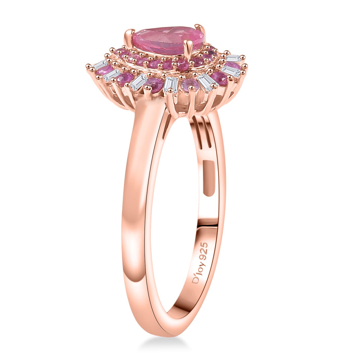 D’Joy Premium Mahenge Spinel and Multi Gemstone 0.90 ctw Ring in 18K Vermeil Rose Gold Over Sterling Silver (Size 9.0) image number 3