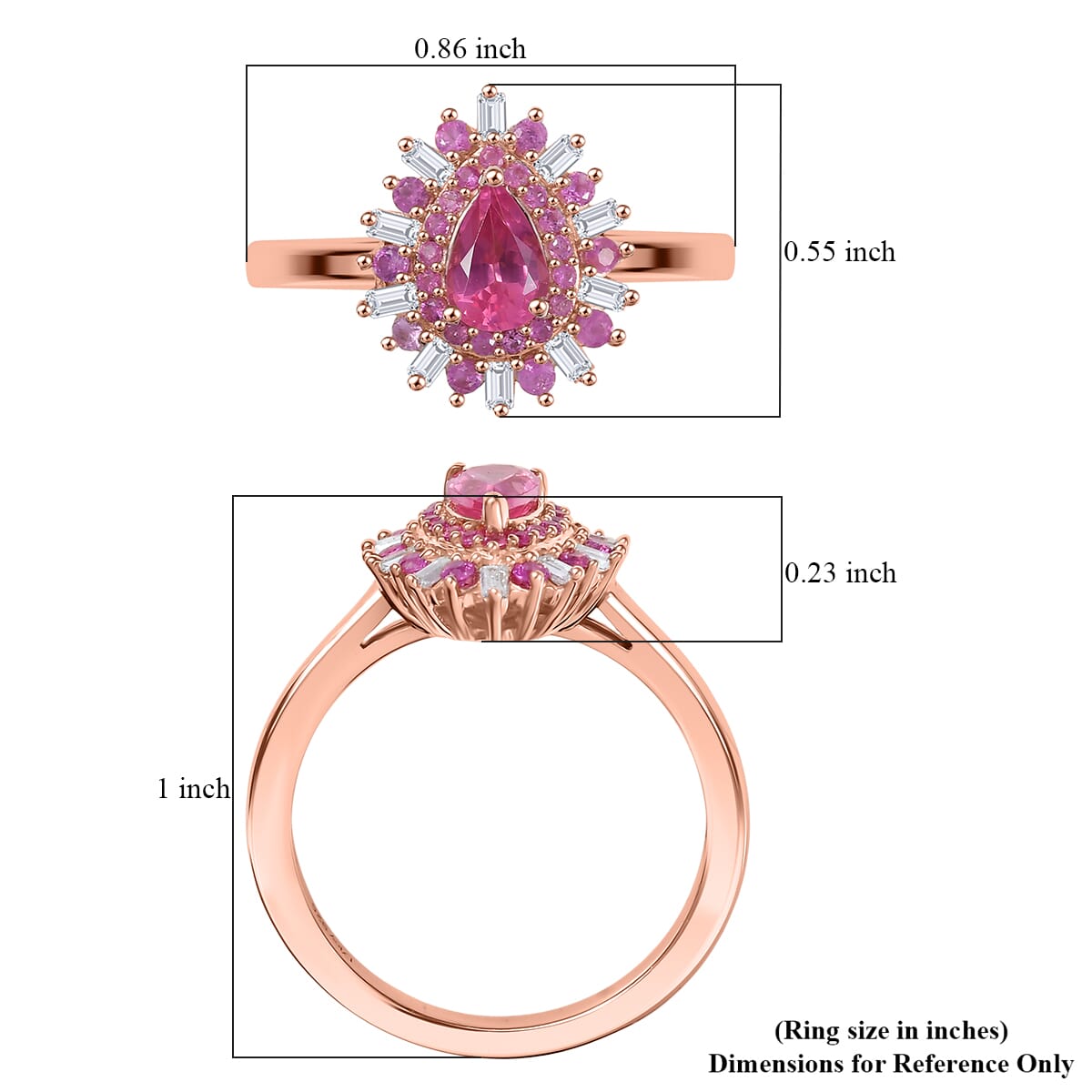 D’Joy Premium Mahenge Spinel and Multi Gemstone 0.90 ctw Ring in 18K Vermeil Rose Gold Over Sterling Silver (Size 9.0) image number 5