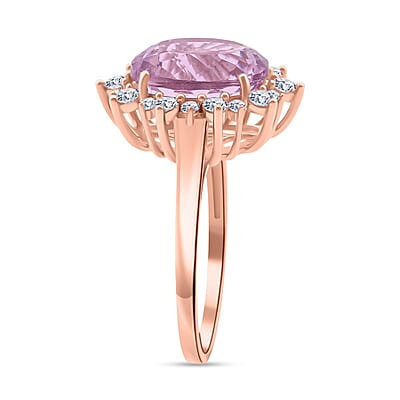 AAA Martha Rocha Kunzite and Luxuriant Lab Grown G-H SI 6.75 ctw Blush & Bloom Ring in 10K Rose Gold (Size 5.0)