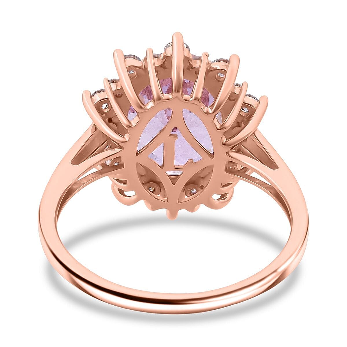 AAA Martha Rocha Kunzite and Luxuriant Lab Grown G-H SI 6.75 ctw Blush & Bloom Ring in 10K Rose Gold (Size 10.5) image number 4