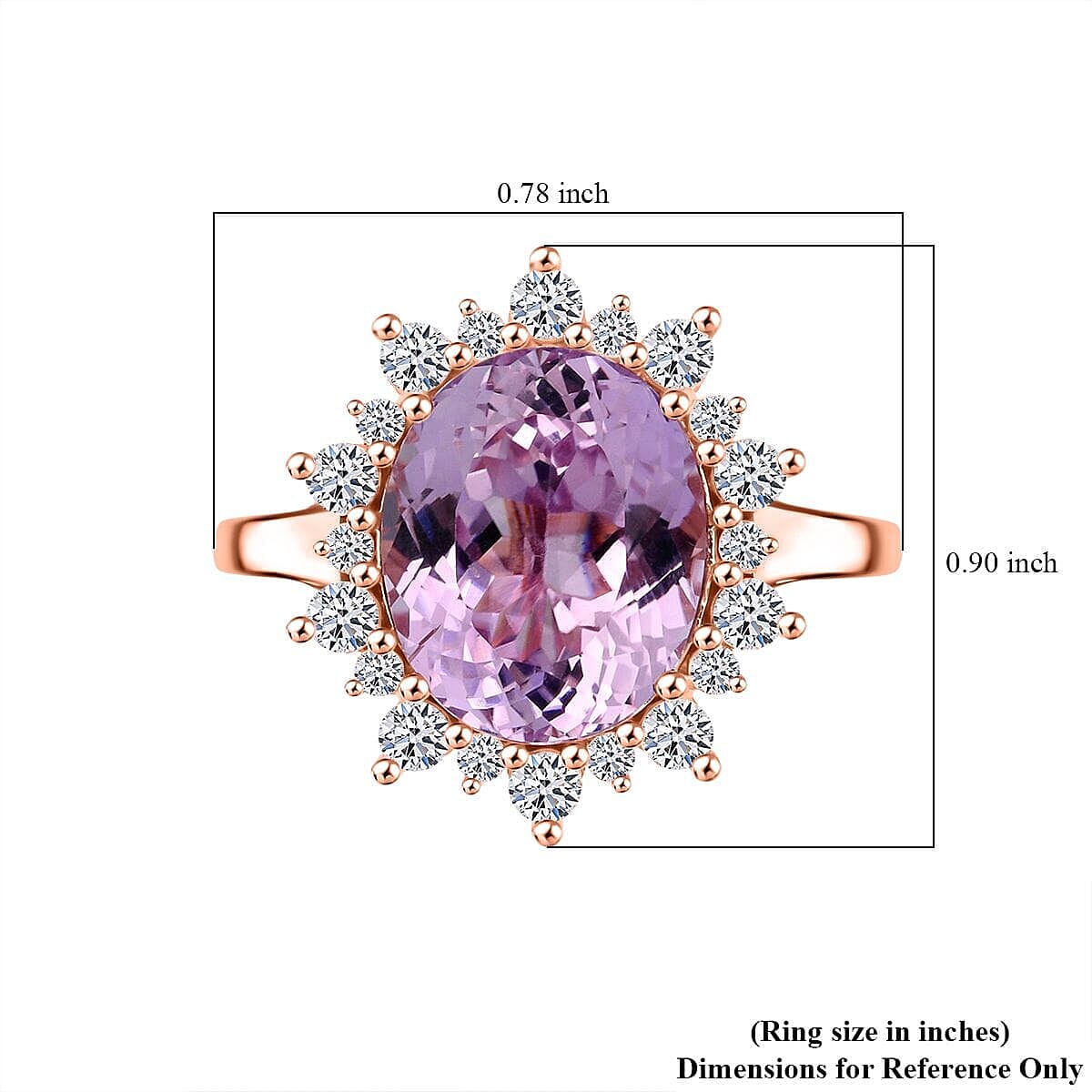 AAA Martha Rocha Kunzite and Luxuriant Lab Grown G-H SI 6.75 ctw Blush & Bloom Ring in 10K Rose Gold (Size 10.5) image number 5