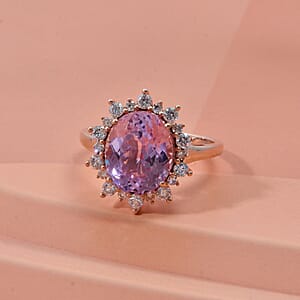 AAA Martha Rocha Kunzite and Luxuriant Lab Grown G-H SI 6.75 ctw Blush & Bloom Ring in 10K Rose Gold (Size 12.0)