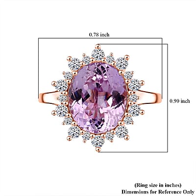 AAA Martha Rocha Kunzite and Luxuriant Lab Grown G-H SI 6.75 ctw Blush & Bloom Ring in 10K Rose Gold (Size 12.0)