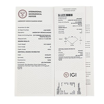 IGI Certified Luxuriant Lab Grown Diamond (G, VS2) (Radiant) 2.00 ctw