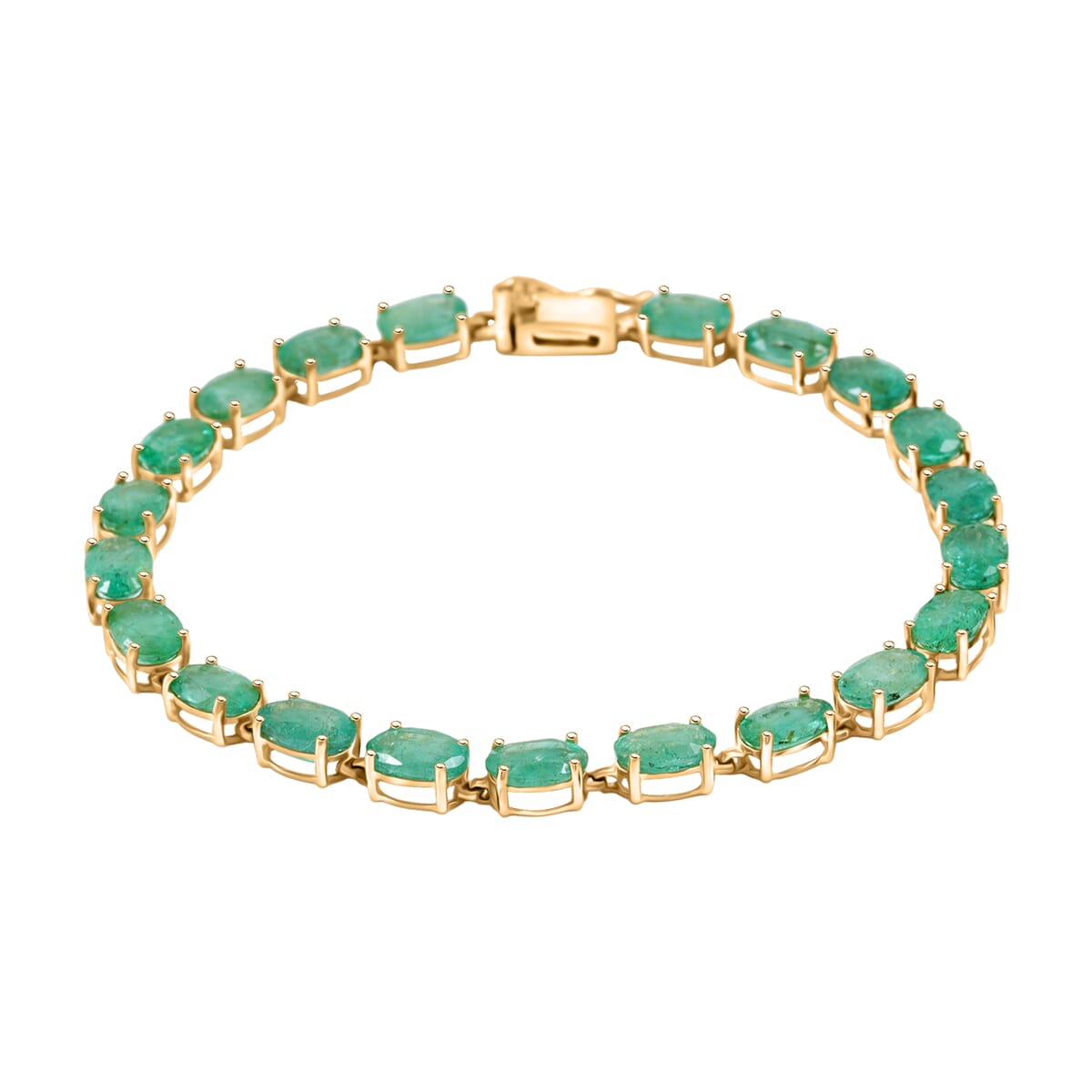 Luxoro Premium Kagem Zambian Emerald 8.40 ctw Bracelet in 10K Yellow Gold (6.50 In) image number 0