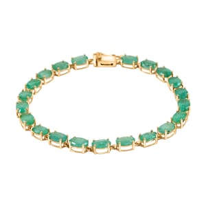 Luxoro Premium Kagem Zambian Emerald 8.40 ctw Bracelet in 10K Yellow Gold (6.50 In)