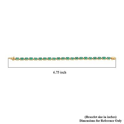 Luxoro Premium Kagem Zambian Emerald 8.40 ctw Bracelet in 10K Yellow Gold (6.50 In)
