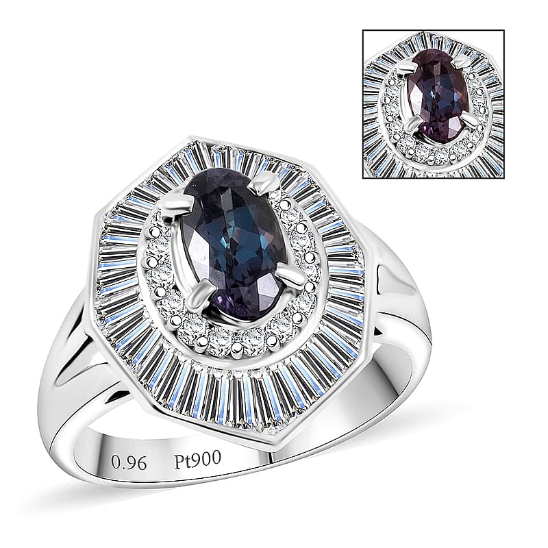 Chairman Vault Collection Certified & Appraised AAAA Brazilian Alexandrite and E-F VS Diamond 1.96 ctw Ring in 900 Platinum (Size 6.0) 8.60 Grams 