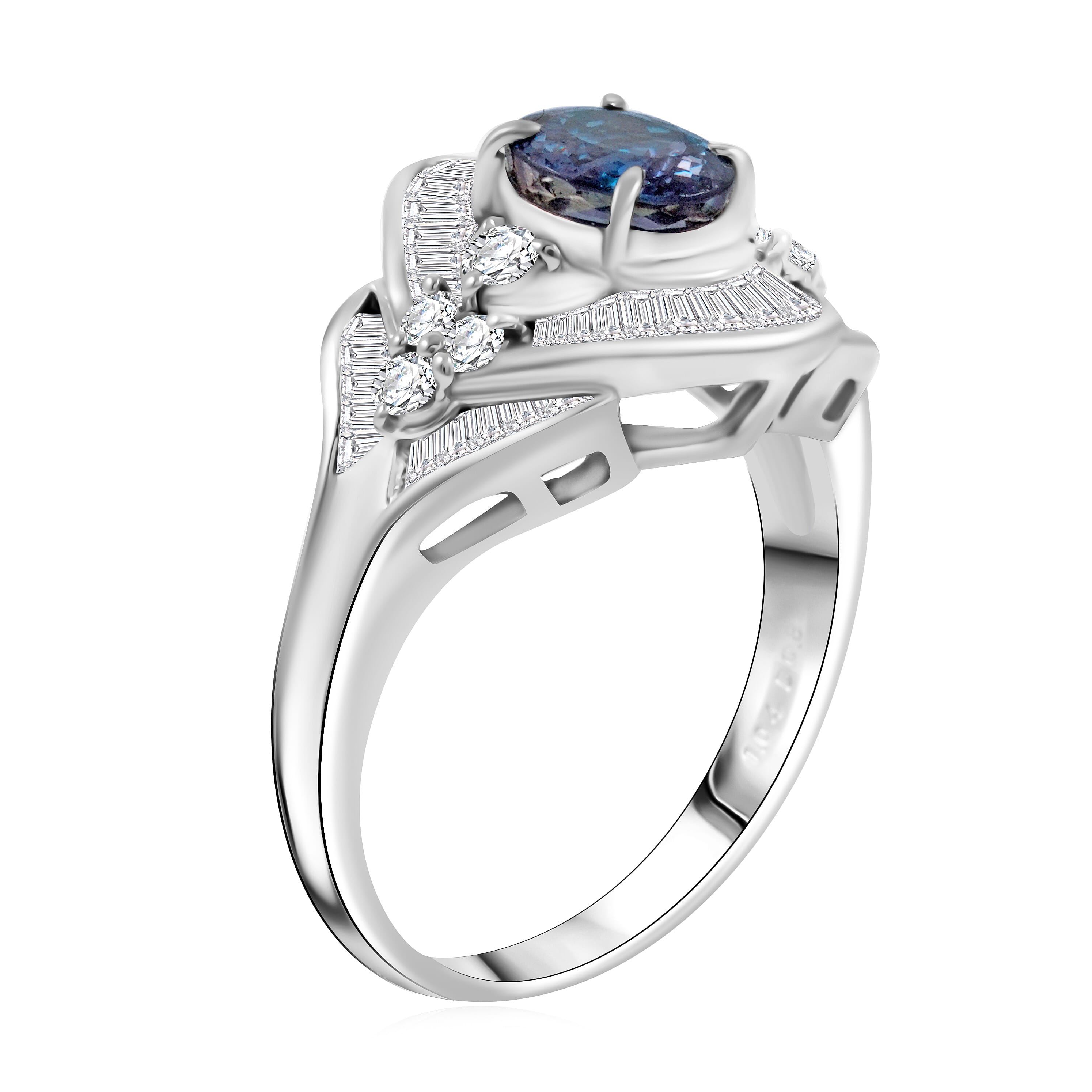 Chairman Vault Collection Certified & Appraised AAAA Brazilian Alexandrite and E-F VS Diamond 1.86 ctw Ring in 900 Platinum (Size 6.25) 7.40 Grams 