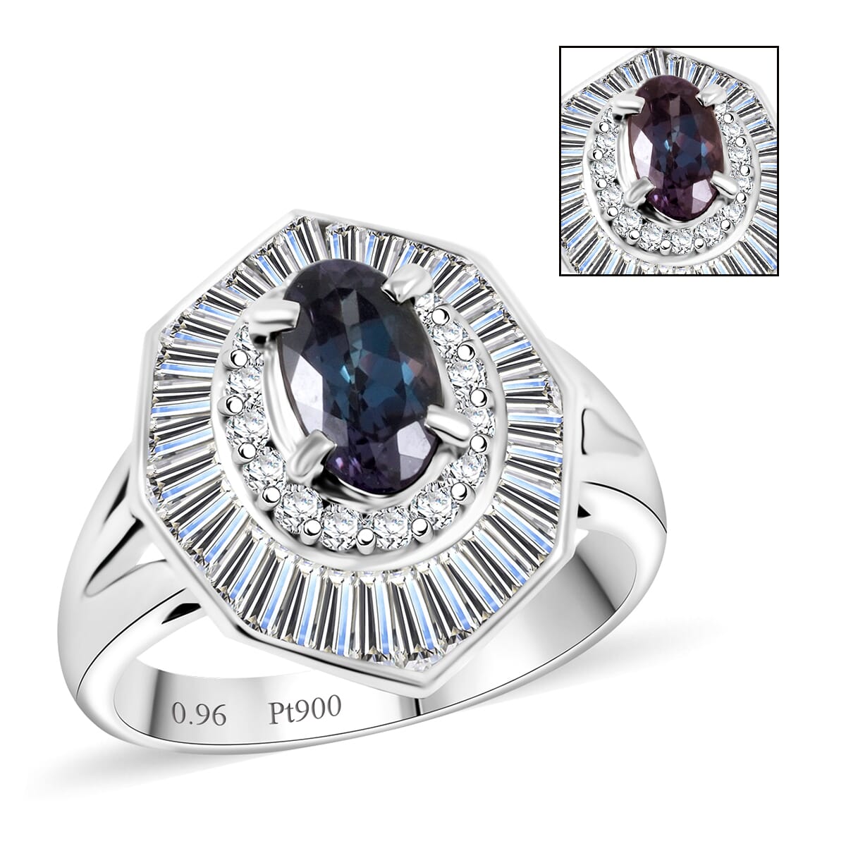 Chairman Vault Collection Certified & Appraised AAAA Brazilian Alexandrite and E-F VS Diamond 1.96 ctw Ring in 900 Platinum (Size 5.25) 8.60 Grams  image number 0